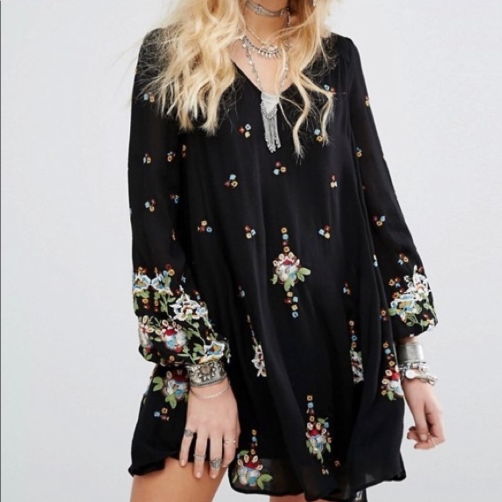 Free People Oxford Embroidered Open Back Dress